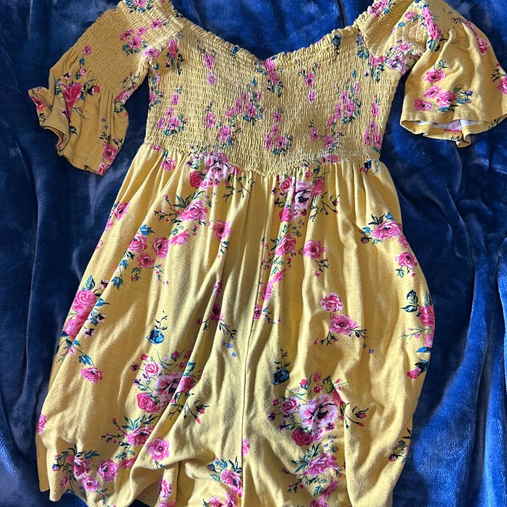 XS yellow flower romper